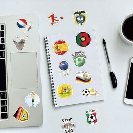 100Pcs Qatar World Cup 2022 Stickers,Soccer Stickers,Vinyl Waterproof Decal,Cute Decal for Aldults Kids Teens Boys