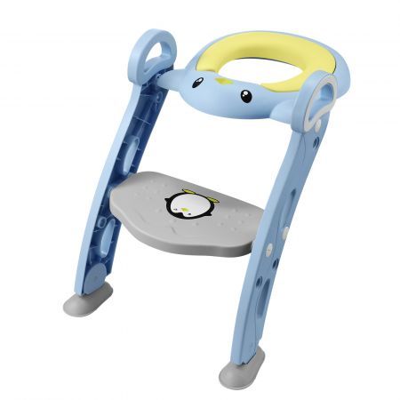 Potty Training Seat Kid Toilet Trainer Step Chair Stool Ladder Foldable Height Adjustable Armrests Nonslip Pads Splash Guard 