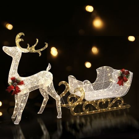215 LED Christmas Lights Reindeer Sleigh Decorations Jingle Jollys