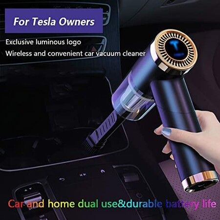 Vacuum Cleaner for Tesla Car Cleaner for Model 3/X/Y/S 90°Foldable Portable Cordless Vacuums Powerful Suction 5V/120W/9000Pa (Black)