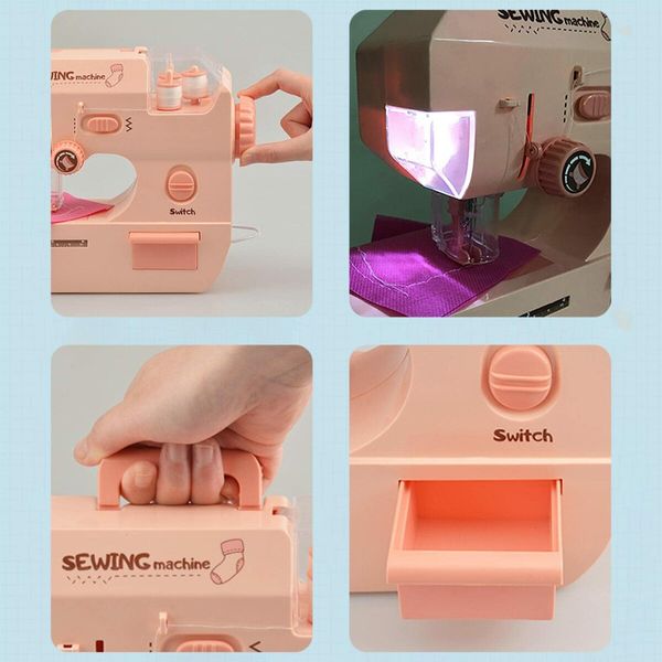 Sewing Machine Toy Sewing Kit for children from 8 to 12 years old Interesting Educational Toy Suitable for Kid And Beginners Travel Gift Color Pink