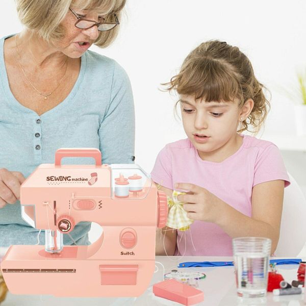 Sewing Machine Toy Sewing Kit for children from 8 to 12 years old Interesting Educational Toy Suitable for Kid And Beginners Travel Gift Color Pink