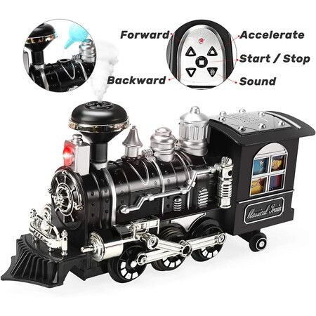 Remote Control Train Set With Smoke, Sound And Light, RC Train Toy, Boys And Girls Birthday Gift