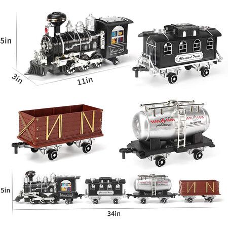 Remote Control Train Set With Smoke, Sound And Light, RC Train Toy, Boys And Girls Birthday Gift