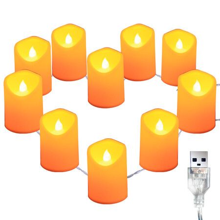 USB Charging Flameless Votive Candles With Remote Control and Timer Bulk Set of 10 Tealight Candles