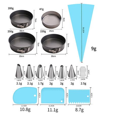 16pcs Cake Pan Sets for Baking and Cake Decorating Supplies