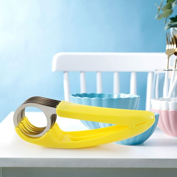 Banana Slicer,ABS + Stainless Steel Fruit and Vegetable Salad Peeler Cutter Kitchen Tools For banana, Sausage, Strawberry,Grape?1 Pack?