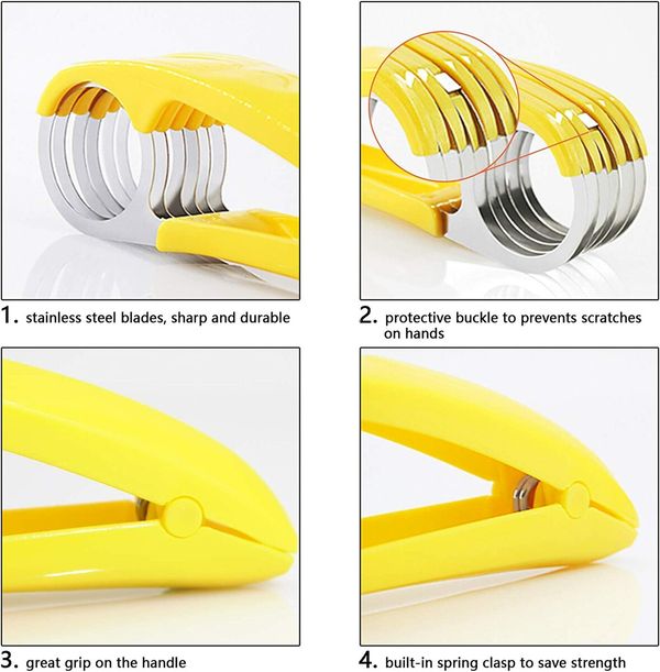 Banana Slicer,ABS + Stainless Steel Fruit and Vegetable Salad Peeler Cutter Kitchen Tools For banana, Sausage, Strawberry,Grape?1 Pack?