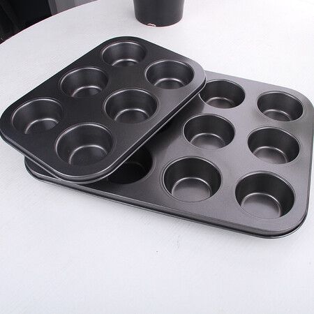 Non-Stick Mini Fluted Tube Pan, 12-Cavity, Steel, Multi-Cavity Mini Cake Pan, Black