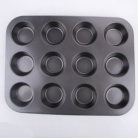 Non-Stick Mini Fluted Tube Pan, 12-Cavity, Steel, Multi-Cavity Mini Cake Pan, Black