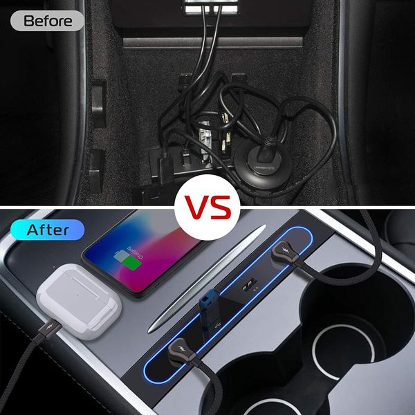 Car USB Charger Multi Port for 2021 2022 Tesla Model 3/Y Tesla USB Hub Tesla Model 3/Y Accessories Fit Center Console Adapter