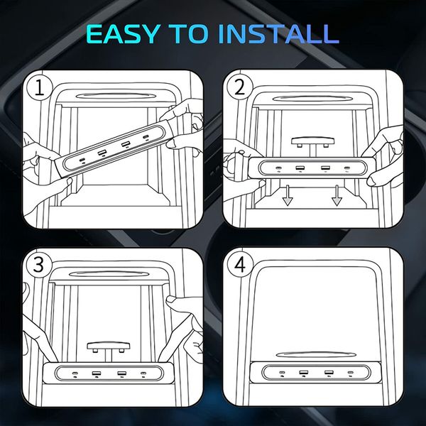 Car USB Charger Multi Port for 2021 2022 Tesla Model 3/Y Tesla USB Hub Tesla Model 3/Y Accessories Fit Center Console Adapter