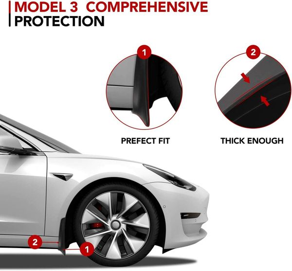 Tesla Model 3 Mud Flaps Splash Guards 2016-2022(Set of Four)