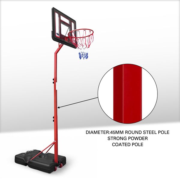 Portable Basketball Hoop Indoor Stand System Ring Net Set Outdoor 1.7m-2.6m Height Adjustable Ball Kids Genki