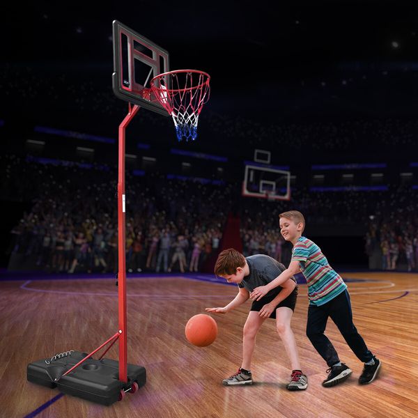 Portable Basketball Hoop Indoor Stand System Ring Net Set Outdoor 1.7m-2.6m Height Adjustable Ball Kids Genki