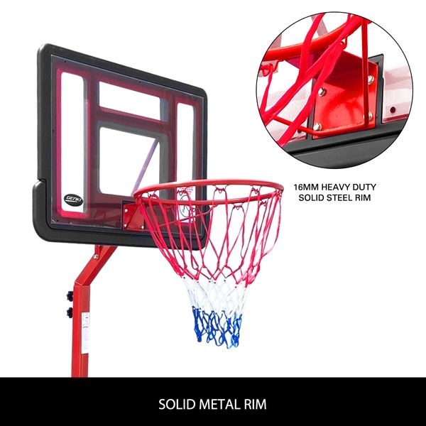 Portable Basketball Hoop Indoor Stand System Ring Net Set Outdoor 1.7m-2.6m Height Adjustable Ball Kids Genki