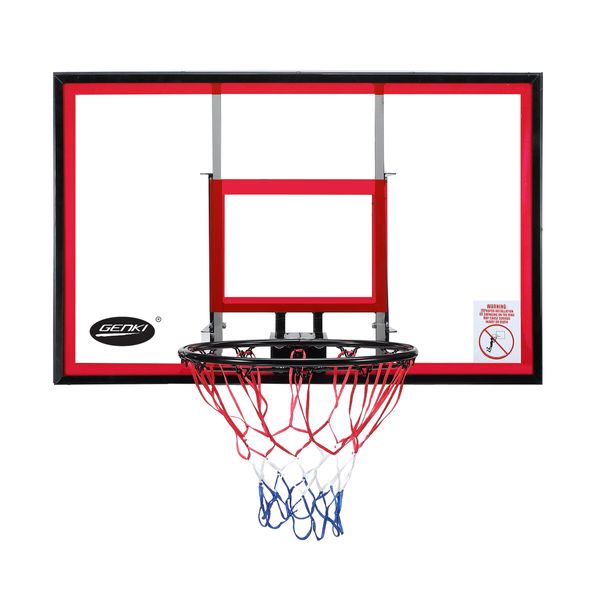 Indoor Basketball Hoop Wall Mounted Backboard Ring System Set Net Door Goals Rim Standard No.7 Balls 110 x 70cm