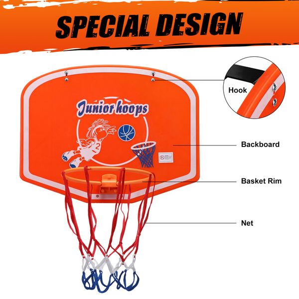 Basketball Hoop Mini Ring System Set Net Door Wall Mounted Backboard Indoor Hang Pump for Kids Toy Genki 50 x 40cm