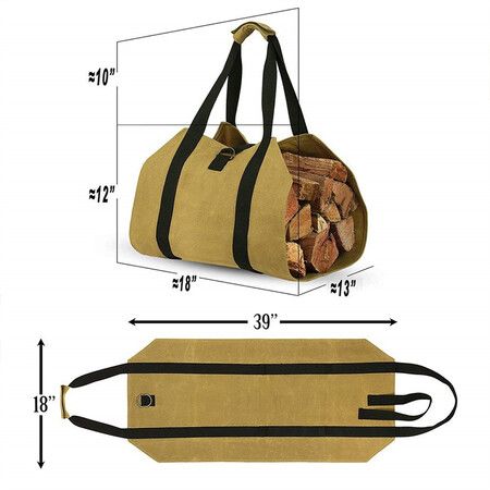 Firewood Storage Bag Canvas Outdoor Camping Wood Log Carrier Match Bag Package Outdoor Tote Home Fireplace Supplies