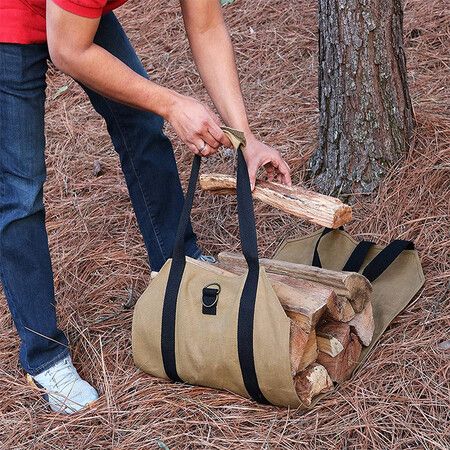 Firewood Storage Bag Canvas Outdoor Camping Wood Log Carrier Match Bag Package Outdoor Tote Home Fireplace Supplies