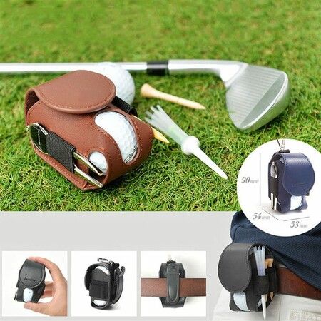 Mini Pocket Leather Golf Ball Storage Pouch Portable Golf Waist Holder Bag Random Color Send