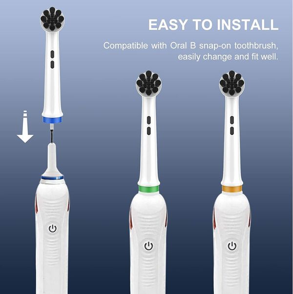 Toothbrush Heads for Oral B,8 Pack Electric Toothbrush Replacement Heads Active Charcoal Bristles Replacement Toothbrush Heads for Deep Cleaning and Oral Health