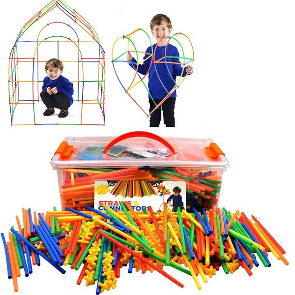 800Pcs 4D Straw Constructor Toys STEM Building Engineering Toys for Boys and Girls Gift