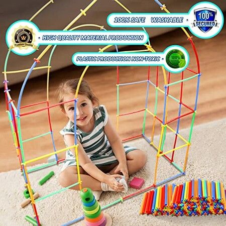 800Pcs 4D Straw Constructor Toys STEM Building Engineering Toys for Boys and Girls Gift