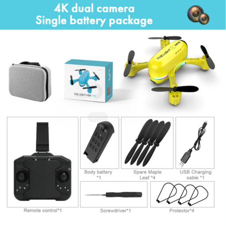 2022 Newest Mini Dual Camera Hd Light-Emitting  Aerial Photography Drone Color Yellow