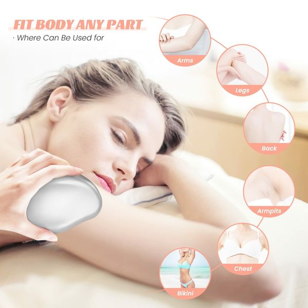 Reusable Crystal Exfoliation Magic Hair Eraser for Back Arms Legs (Silver)