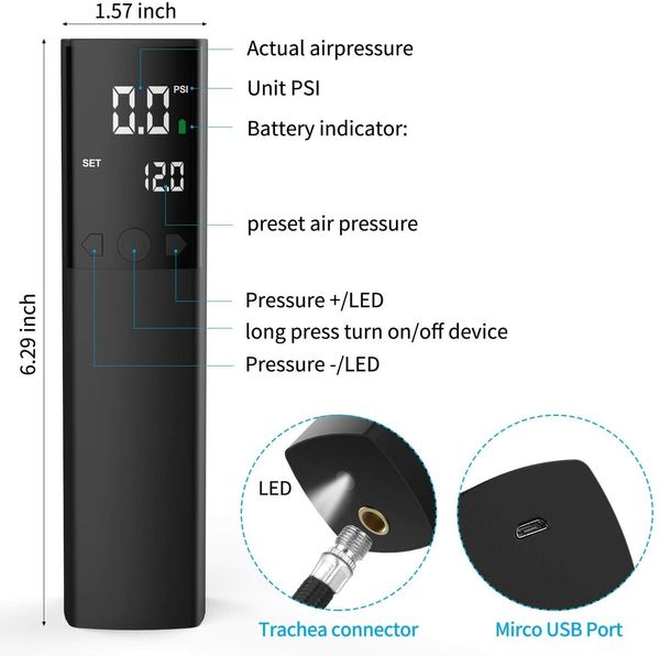 Electric Ball Pump,Smart Air Pump Portable Fast Ball Inflation with Precise Pressure Gauge and Digital LCD Display for Football Basketball Volleyball (2 Pin and 1 Spout)