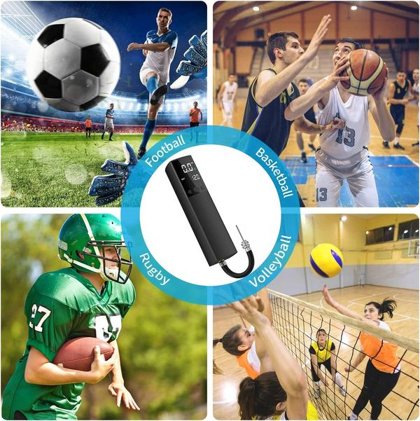 Electric Ball Pump,Smart Air Pump Portable Fast Ball Inflation with Precise Pressure Gauge and Digital LCD Display for Football Basketball Volleyball (2 Pin and 1 Spout)