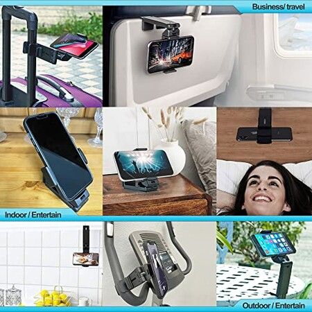 Phone Clip Holder Adjustable Pocket Size Hands Free Phone Holder Airplane Travel