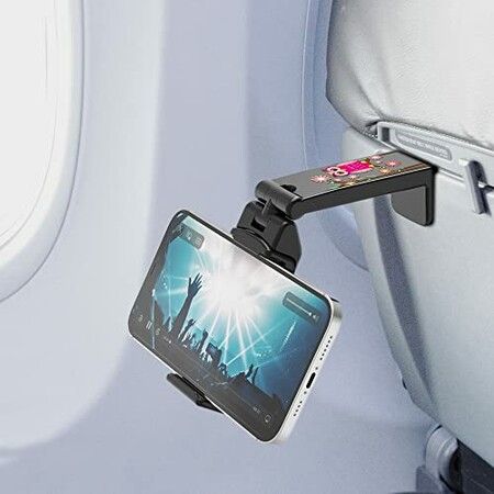 Phone Clip Holder Adjustable Pocket Size Hands Free Phone Holder Airplane Travel