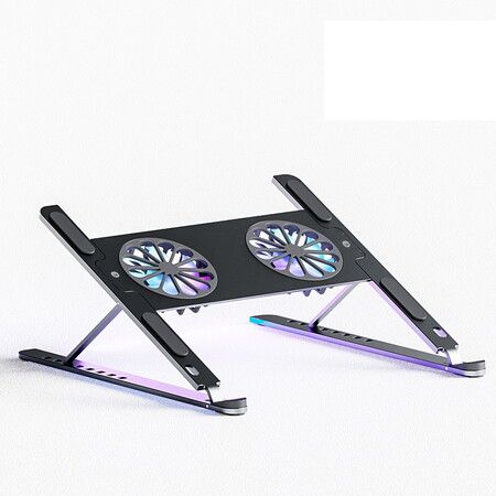 Adjustable Height Laptop Stand Ergonomic Aluminium with Dual USB Cooling Fans 14-17 Inches Notebook MacBook