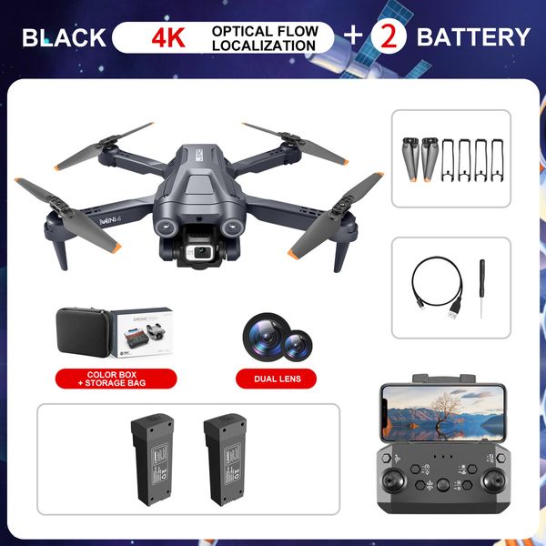 4K HD ESC Dual Camera Optical Flow Localization 2.4G WIFi Obstacle Avoidance Quadcopter Toys Dual Batteries