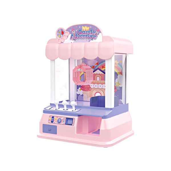 Mini Claw Machine Arcade Toy Grabber Candy Sweets Carnival Fair Gaming Party Birthday Xmas LED Light Animation Pink