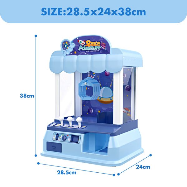 Mini Toy Claw Machine Arcade Grabber Carnival Candy Gaming Fair Party Birthday Xmas LED Light Animation Blue