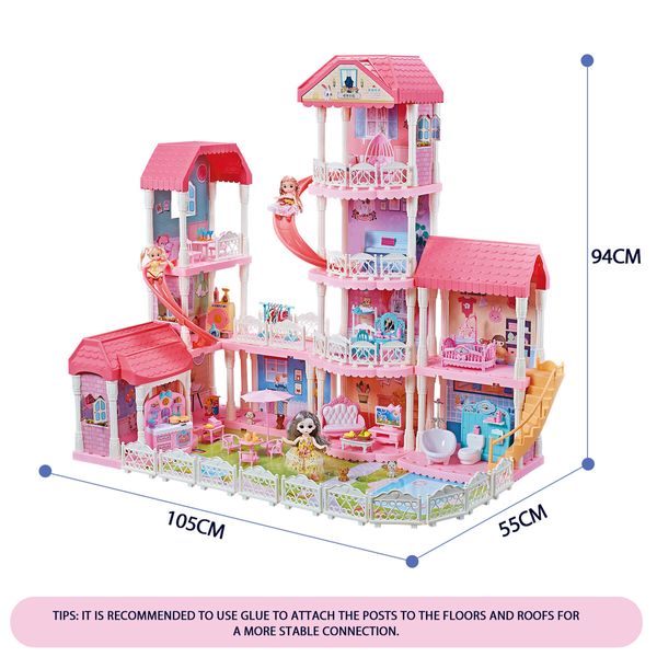 Barbie Doll House Dream Play Furniture Playhouses Toys Dollhouse Princess Castle Light Music 11 Rooms 4 Stories 93cm