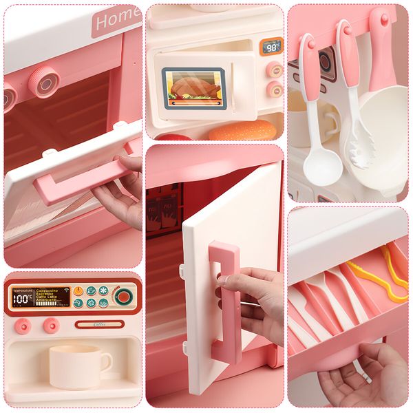 Pretend Kitchen Play Role Cooking Toys Set Children Cookery Cookware Playset Plastic 41 PCS Accessories