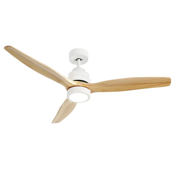 Wood Ceiling Fan Light Cooling With Remote Control LED Quiet Bedroom Living Room Modern 3 Blades 5 Speed Reverse Motor 3 Timers 52 Inch Nature Colour