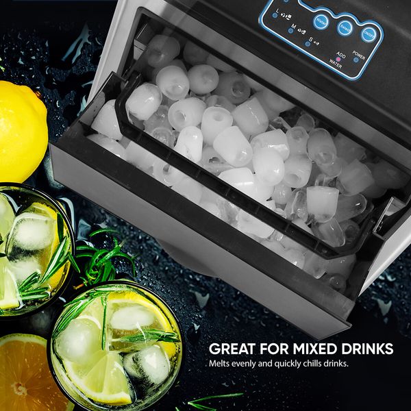 22kg Ice Maker Cold Water Dispenser 2 In 1 Bullet Cube Making Machine Countertop Home Commercial Stainless Steel Maxkon