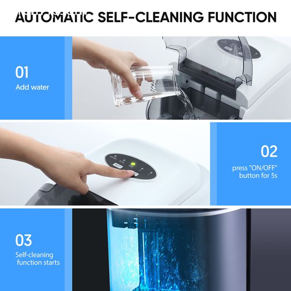 12KG Ice Maker Machine Bullet Shaped Cube Making Countertop Home Commercial Automatic Quiet Maxkon