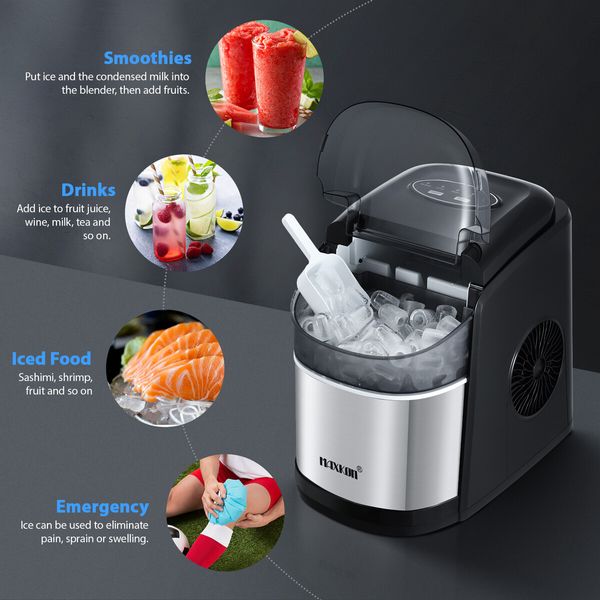 12KG Ice Maker Bullet Shaped Cube Making Machine Countertop Home Commercial Automatic Quiet Maxkon