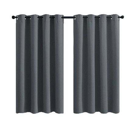 2X Grommet Blackout Curtains Thermal Insulated Noise Reducing Light Blocking Room Darkening Curtains for Living Room, Grey,107x213cm