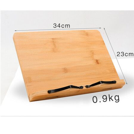 Bamboo Book Stand Cookbook Holder with 6 Adjustable Height 23x34cm