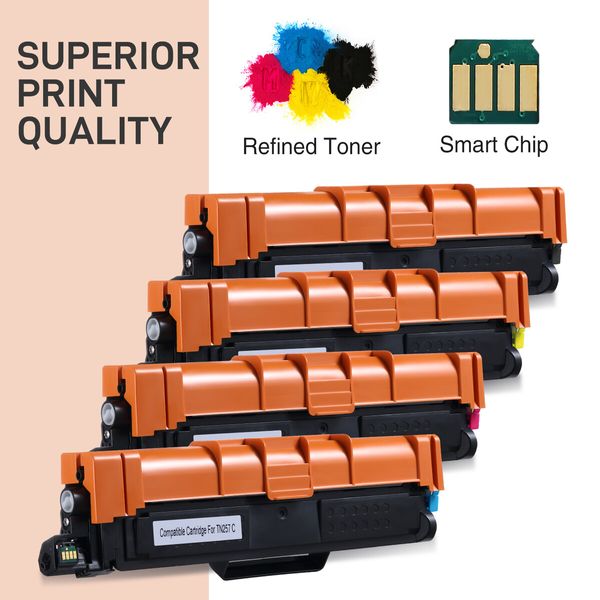 4 Laser Toner Cartridge Replacement TN253 TN257 for Brother Printer DCPL3510CDW MFCL3750CDW L3770CDW L3745CDW HL-L3230CDW L3270CDW with Chip