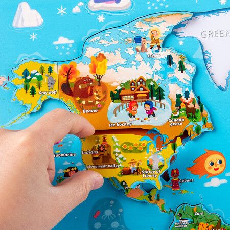 World Map Magnetic Puzzle for Children Teaching Tools Educational Toys Preschool Learning