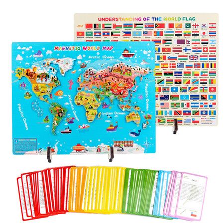 World Map Magnetic Puzzle for Children Teaching Tools Educational Toys Preschool Learning