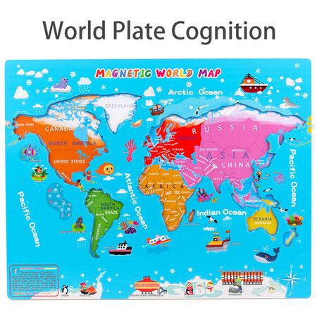 World Map Magnetic Puzzle for Children Teaching Tools Educational Toys Preschool Learning